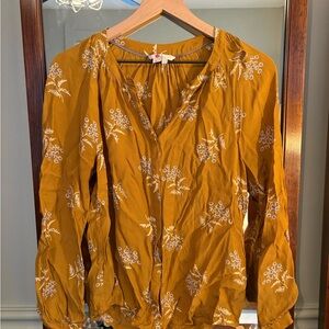 Boden Mustard Floral Blouse